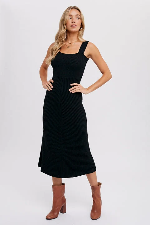 Jolene Knit Midi Dress - Black