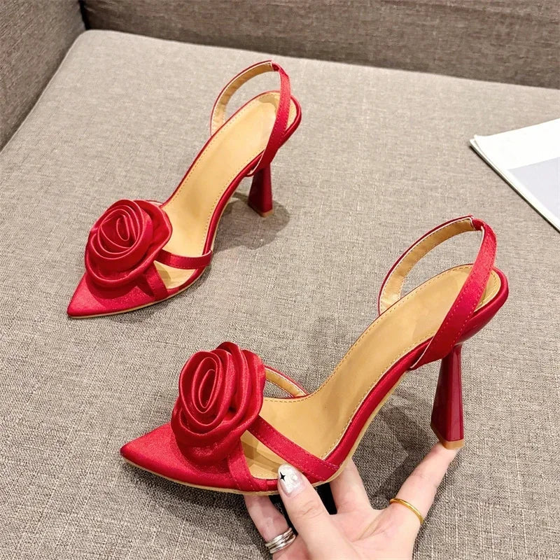 Sexy Floral Pointed Toe Heels - Wedding & Prom Sandals