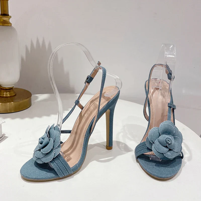 Liyke Slingback Gladiator Heels - Flower Open Toe Party Sandals
