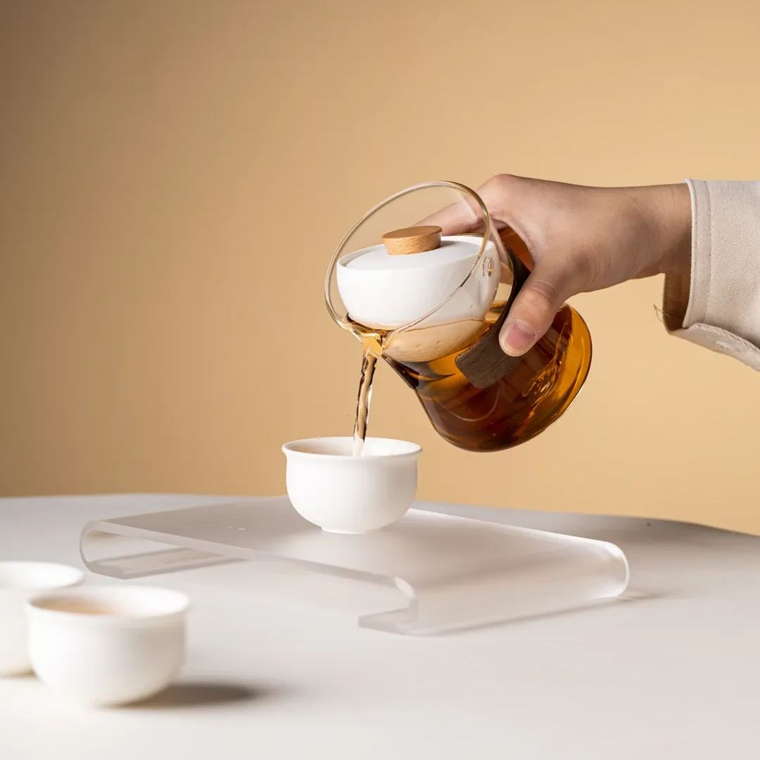 Summer SALE“Vortex Kit” - Heat-Resistant Glass Handled Teapot with Rotating Strainer Travel Set