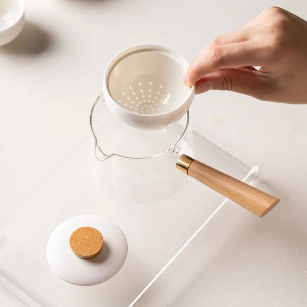 Summer SALE“Vortex Classic” - Heat-Resistant Glass Handled Teapot with Rotating Strainer