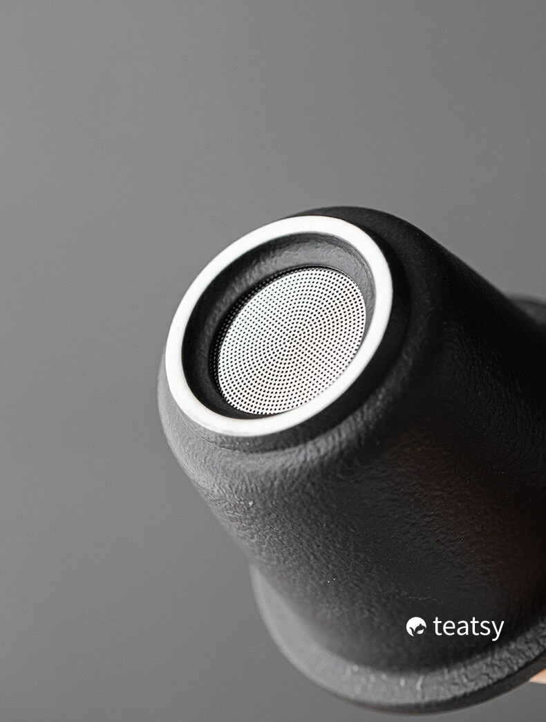 Summer SALE“Mountain” - Embossed Ceramic Tea Mug With Wooden Handle and Removable Infuser