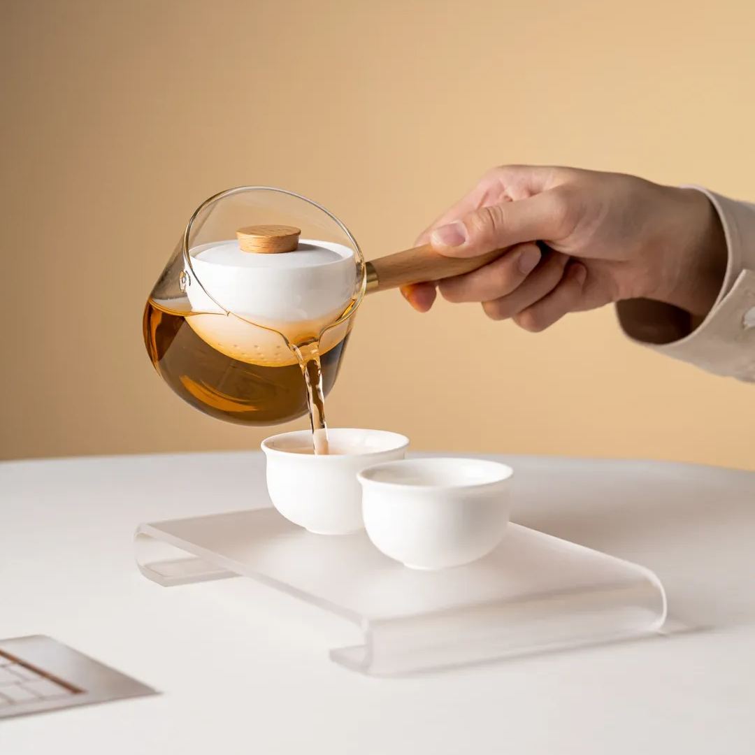 Summer SALE“Vortex Classic” - Heat-Resistant Glass Handled Teapot with Rotating Strainer