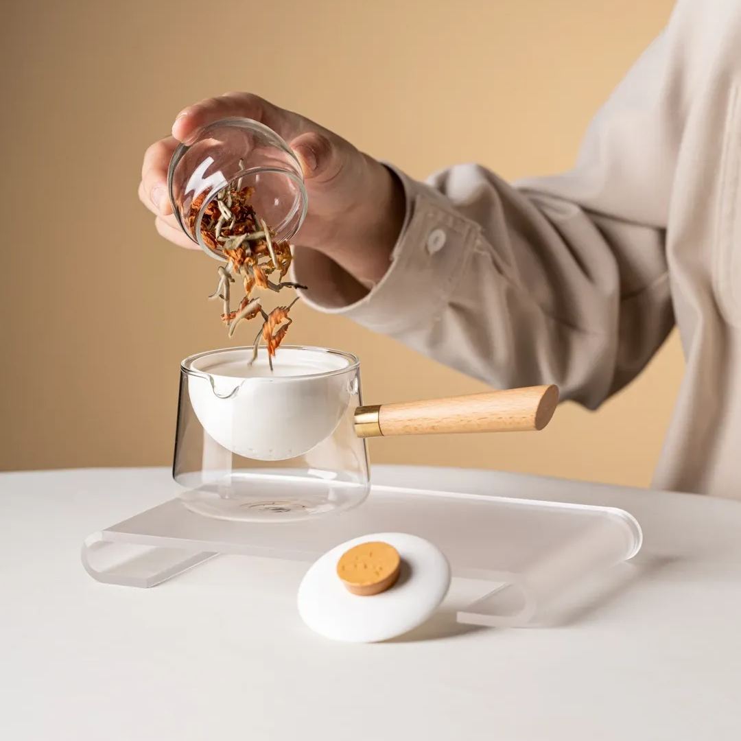 Summer SALE“Vortex Classic” - Heat-Resistant Glass Handled Teapot with Rotating Strainer