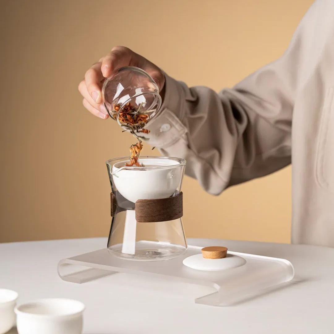 Summer SALE“Vortex Kit” - Heat-Resistant Glass Handled Teapot with Rotating Strainer Travel Set